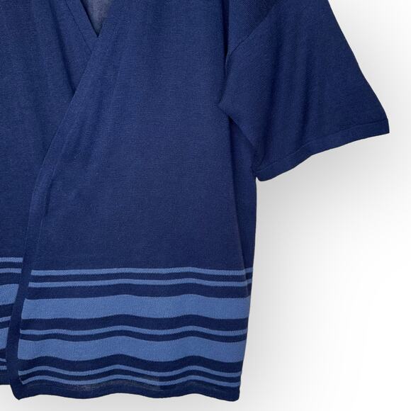 Lane Bryant New Short Sleeve Long Line Open Cardigan Sweater 18/20 Navy Blue - Picture 9 of 10